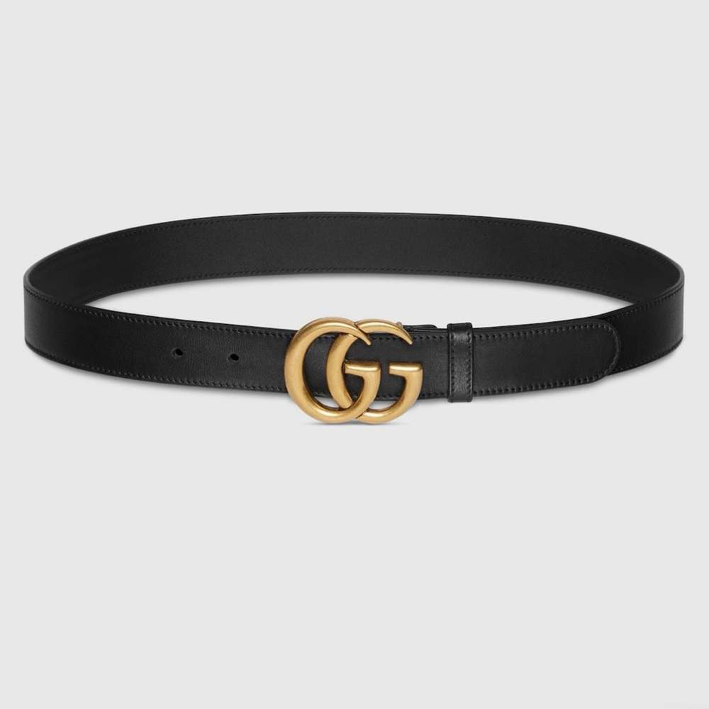 Gucci Marmont Black Belt with Gold GG Buckle